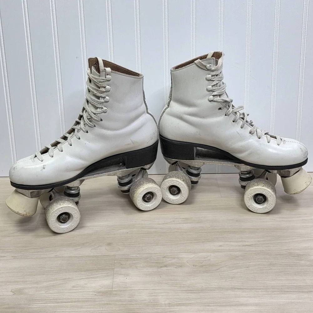 Riedell 120 Sure Grip Super X Roller Rink‎ Skates White Size 6 B